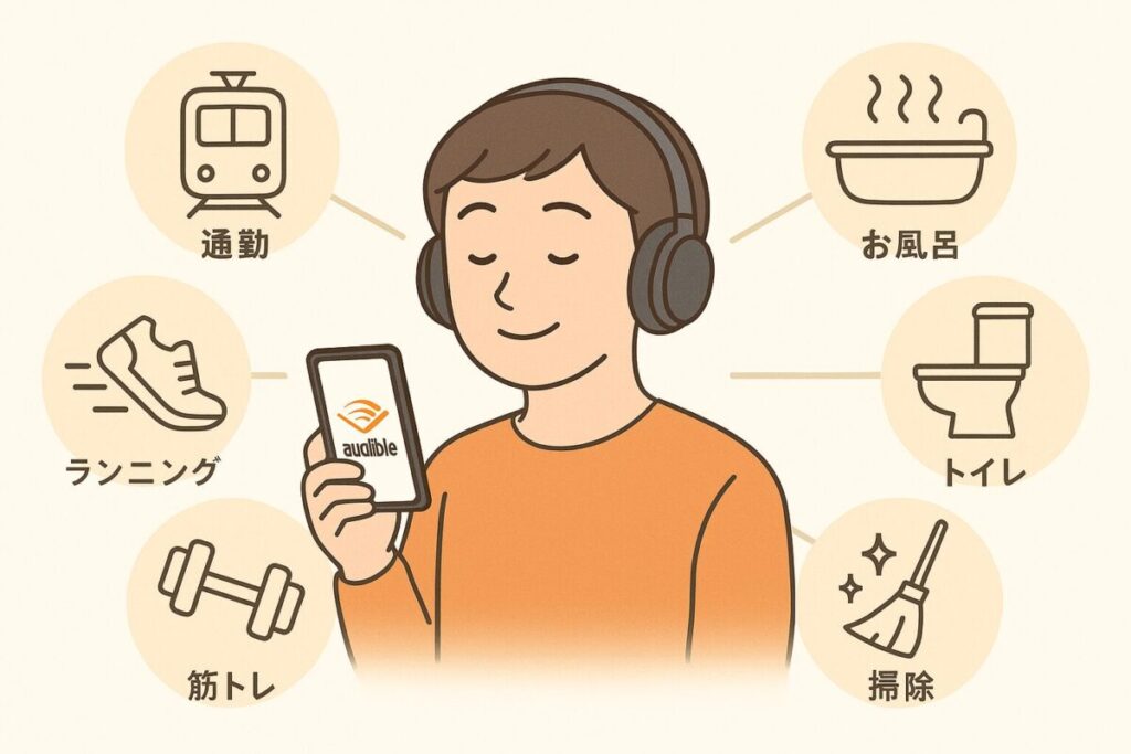 Audible(オーディブル)はさまざまな場面で使えます。